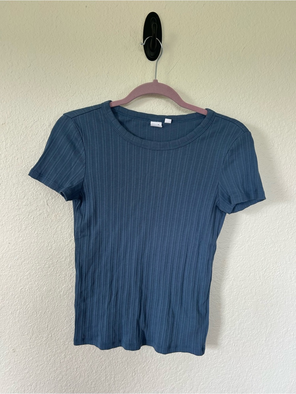 GAP Ribbed Short Sleeve Tee in Slate Blue